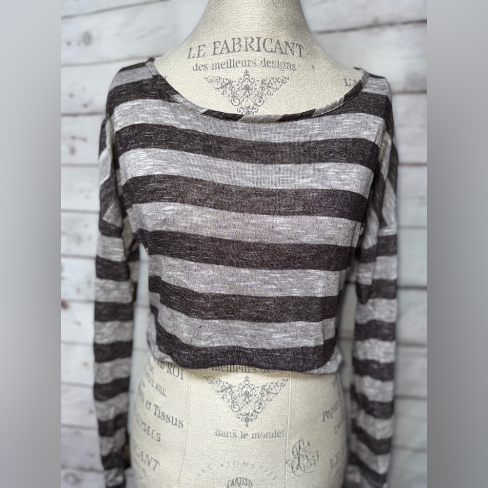 Stylish Black and Gray Striped Crop Top